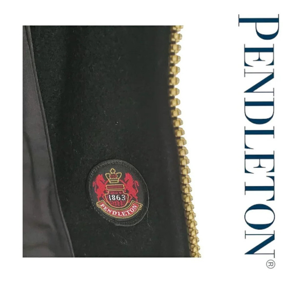 Pendleton | Ladies' Wool Blend Walker Coat | Charcoal/Camel | NWT - Picture 6 of 7